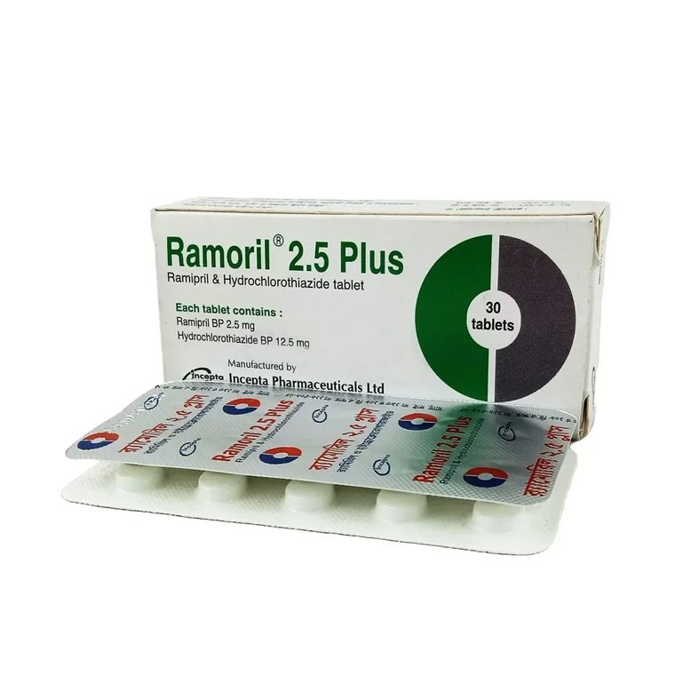 Ramoril Plus Tablet (Ramipril + Hydrochlorothiazide 2.5mg +12.5 mg)