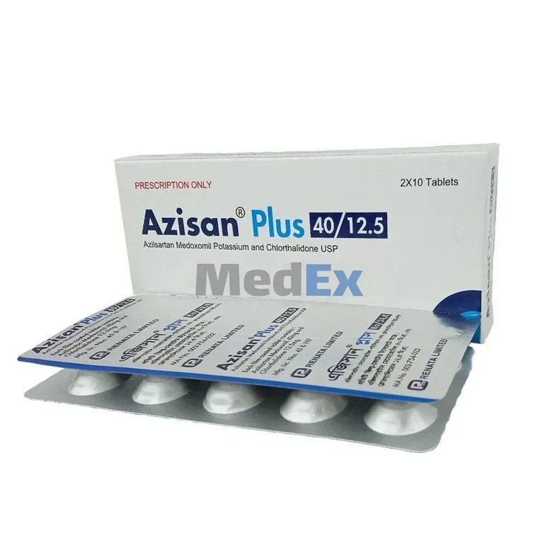 Azisan Plus Tablet 40 mg + 12.5 mg (Azilsartan + Chlorthalidone)