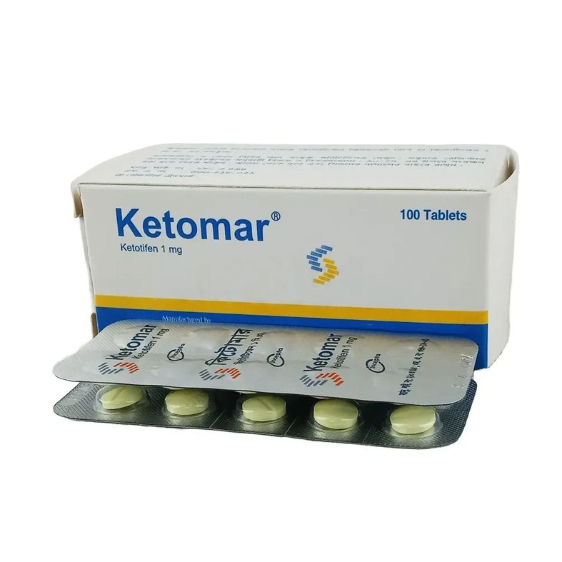 Ketomar 1mg Tablet (Ketotifen Fumarate 1mg)