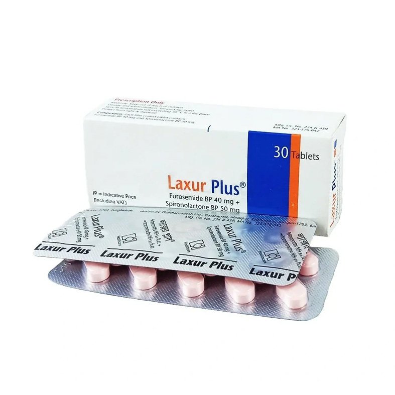 Laxur Plus Tablet 40 mg+50 mg (Furosemide + Spironolactone)