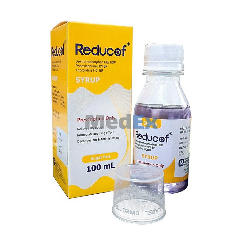Reducof Syrup (20 mg + 10 mg + 2.5 mg)/5 ml (Dextromethorphan+Phenylephrine + Triprolidine)