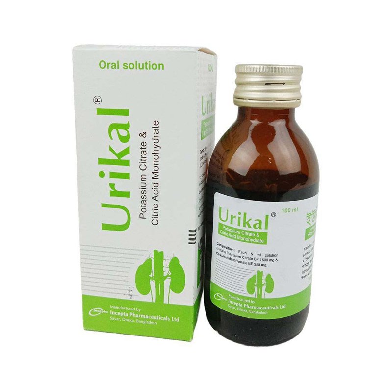 Urikal 200ml Oral Solution (Potassium Citrate + Citric Acid (1500 mg + 250 mg)/5 ml