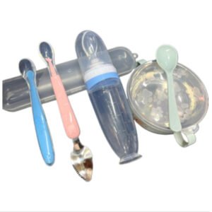 Baby Food Bowl Plus Silicone Rice Spoon Feeder Plus Two Head Spoon Plus Silicone Spoon Plus Fruit Feeder, Full Set of Tools Package - 90 ml