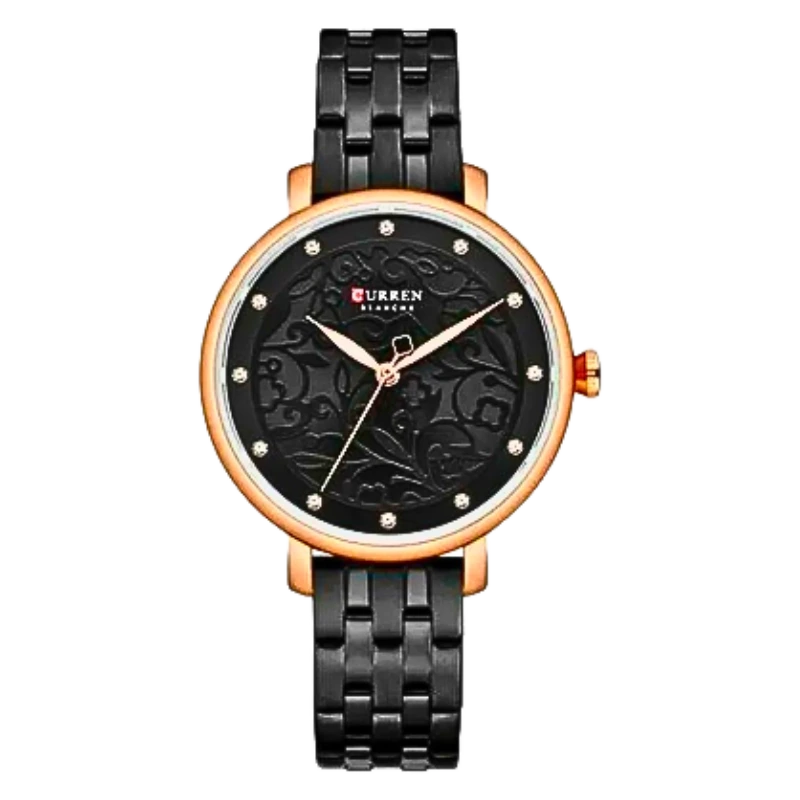 Black Stainless Steel Analog Watch For Women - 9046