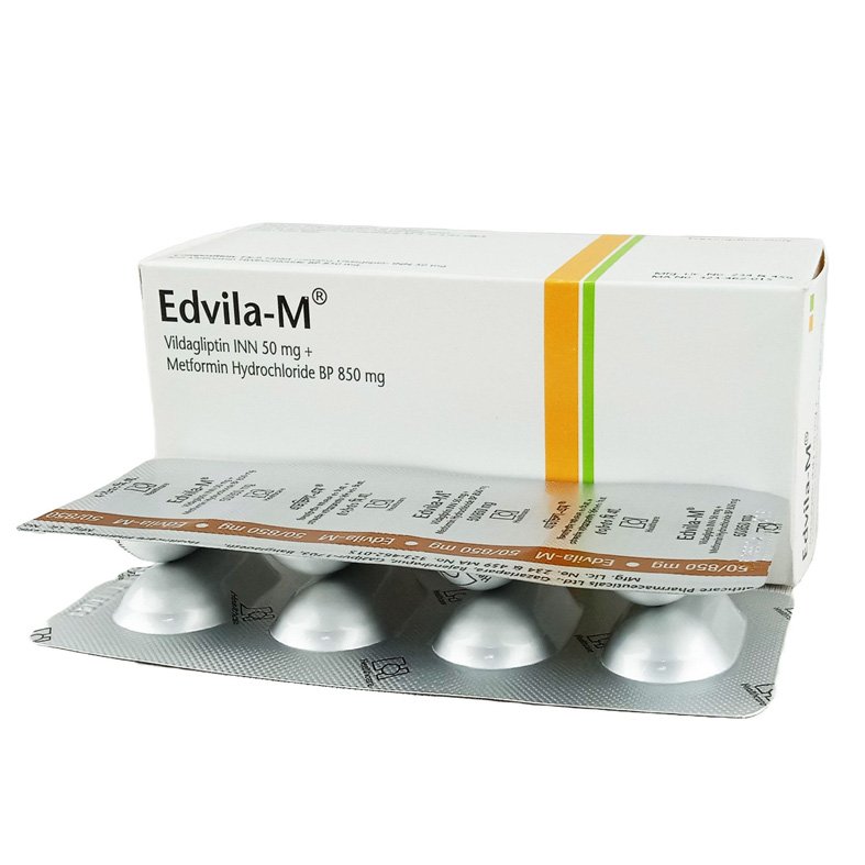 Edvila-M Tablet 50 mg+850 mg (Vildagliptin + Metformin Hydrochloride)