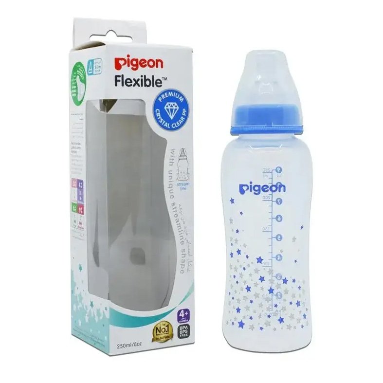Pigeon Flexible Peristaltic Nipple Clear PP Bottle 250ml