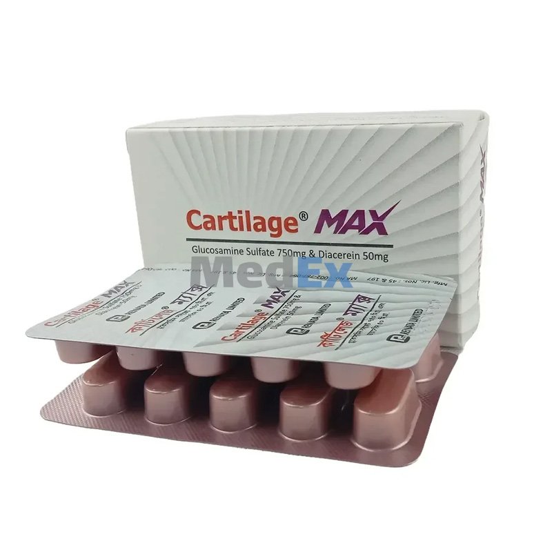 Cartilage Max Tablet 750 mg + 50 mg – Glucosamine Sulfate + Diacerein