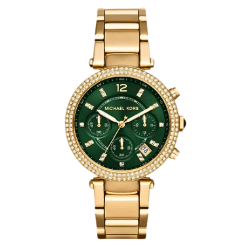 MK6263 Women's Parker Gold Tone Chronograph Green Dial Watch