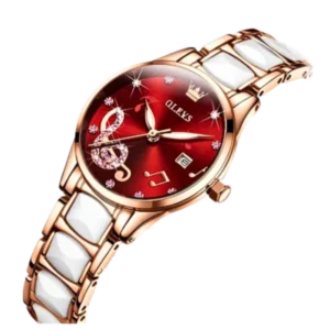 Olevs Luxury Rhinestone Ceramics Strap Quartz Watch (3605)