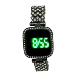Screen Touch LED Display Stainless Steel Stone Women Watch
