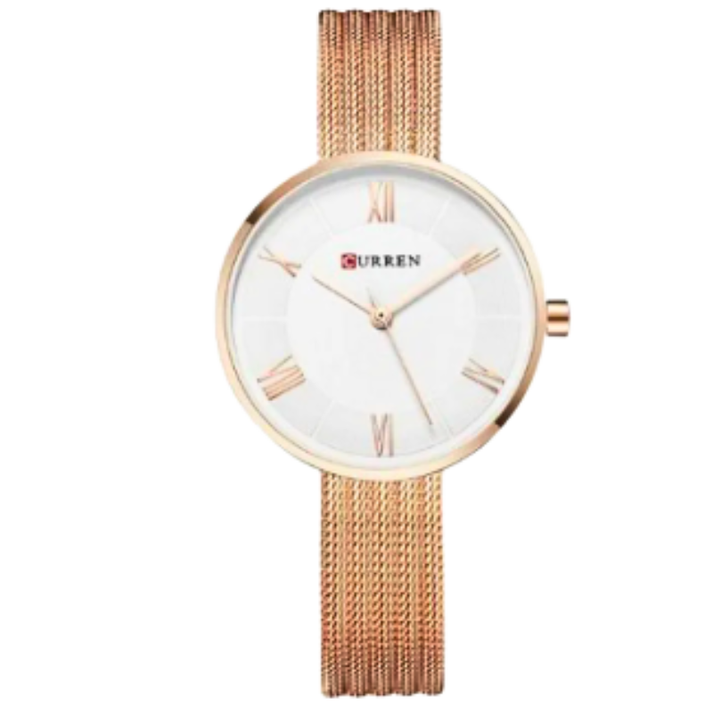 CURREN RoseGold Mesh Stainless Steel Analog Watch For Women - 9020