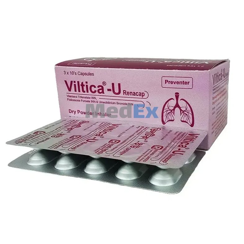 Viltica-U Inhalation Capsule 25 mcg+100 mcg+62.5 mcg Vilanterol Trifenatate + Fluticasone Furoate + Umeclidinium Bromide