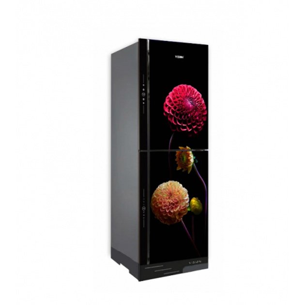 VISION Glass Door Refrigerator RE-330 Liter Mirror Jaba Flower Bottom Mount