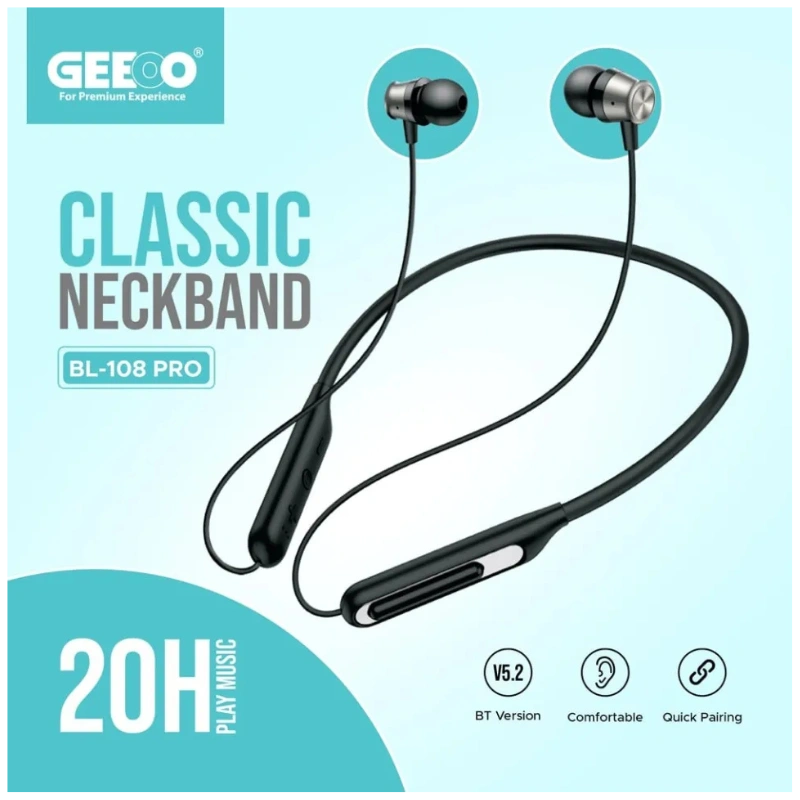 GEEOO BL108 Pro Classic Neckband with 20H Playtime