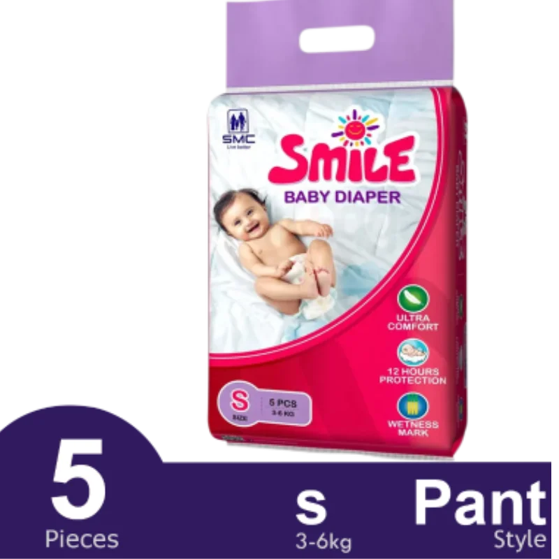SMC Smile pant System Baby Diaper (Size-S) (-3-6g) (5Pcs)