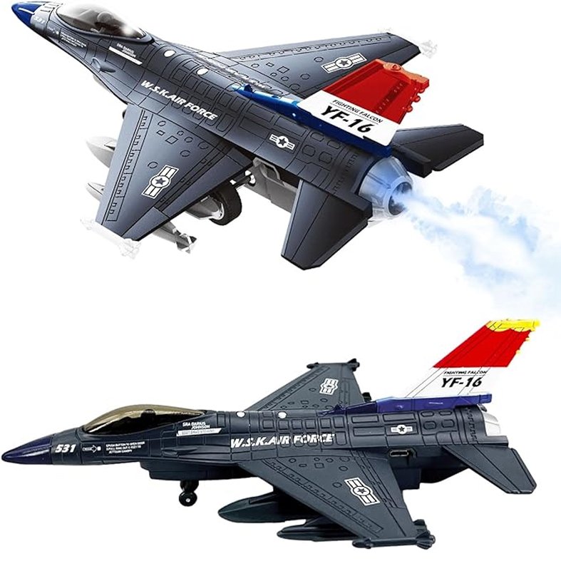 Fighter Jet Toy F-16 Toy Jets for Kids Military Plane Army Air Force Pull Back Fighter Toy - Image 2