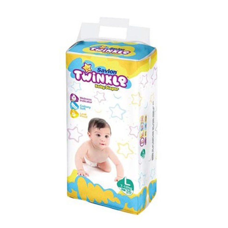 Savlon Twinkle Belt System Baby Diaper (L Size) (7–18kg) (36pcs)