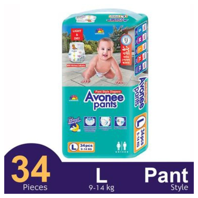 Avonee Pants System Baby Diaper (L Size) (9–14KG) (48PCS)