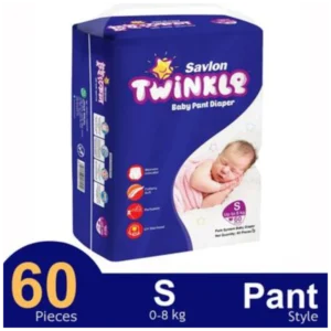 Savlon Twinkle Pant System Baby Diaper (S Size) (8 kg) (60pcs)