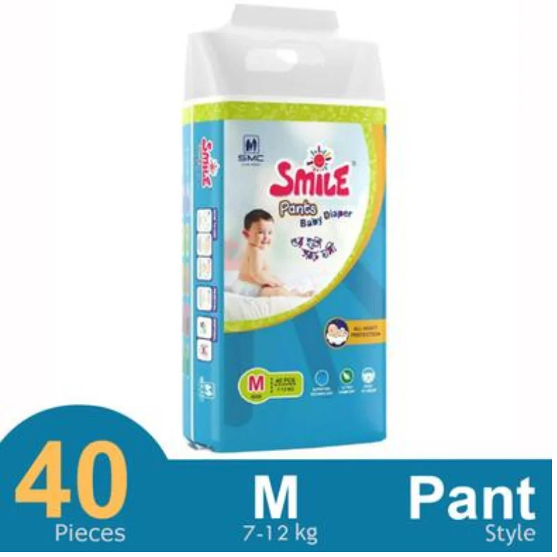 SMC Smile Pant System Baby Diaper (Size-M) (40Pcs) (7–12kg)
