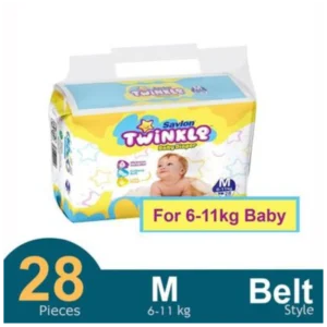 Savlon Twinkle Belt System Baby Diaper (6-11 kg) (28 Pcs)