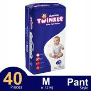 Savlon Twinkle Pant System Baby Diaper (Size M) (6-12 kg) (40 Pcs)