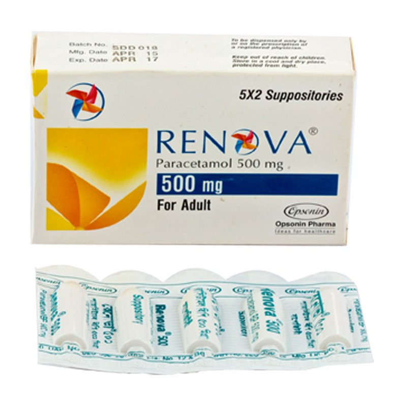 Renova Suppository 500 mg (Paracetamol)