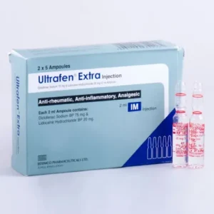 Ultrafen Extra Injection 75 mg + 20 mg/2 ml (Diclofenac Sodium + Lidocaine)